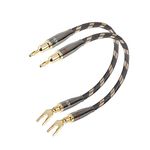 SKW HI-FI Series BiWire Jumpers, Speaker Jumper Cable, Ultra-high Purity Copper Banana to Spade Wire - Set of 2 (2 Cables)