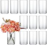 CUCUMI 12pcs Glass Cylinder Vases for Centerpieces, Flower Vases Wedding Decorations, 6 Inch Tall Glass Hurricane Candle Holder for Table Shelf, Floral Vase Bulk for Home Decor