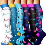 Copper Compression Socks Women & Men(6 Pairs) - Best for Running,Sports,Hiking,Flight Travel,Pregnancy