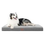 Bedsure Orthopedic Dog Bed Large - Memory Foam Waterproof Dog Bed Joint Relief with Removable Washable Cover, Plush Flannel Fleece Top with Nonskid Bottom, Light Grey, 35x22x3 Inches