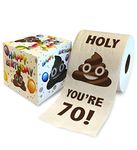 Printed TP Holy Poop You're 70 Printed Toilet Paper Gag Gift – Happy 70th Birthday Funny Toilet Paper For Best Prank, Surprise, Bathroom Decor, Novelty Bday Fun Gift For Men or Women - 500 Sheets