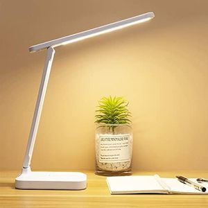 Necomi® LED Desk Lamp, Table Lamp for Computer/Desktop, Rechargeable, Eye-Caring, Touch Control with USB Charging Port-Bedside Table Lamp for Reading, Study Lamp for Kids, Home, Office White