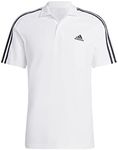 Adidas ECR20 Men's Essentials Pique Polo Shirt, Embroidered Small Logo, Three Stripes Polo Shirt, White/Black (IC9312), M