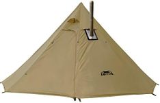 PRESELF 2-3 Person Tipi Hot Tent Version2 with Stove Jack, for Hunting Bushcraft, Lightweight, Standing Room, Teepee Backpacking Camping Hiking (T1_V2 Large, Khaki)