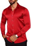 COOFANDY Men's Satin Silk Button Down Shirt Active Dress Shirts Casual Long Sleeve Business Shirts