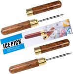 QiBaLee 2 Pcs Ice Pick. Ice Picks for Breaking Ice. Made of Quality Pine Wood and Food-Grade 304 Stainless Steel. Secure Wooden Caps and Non-Slip Wooden Handles. Easy to Store. for Use in Kitchens