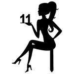 Ubuntu ® - Sitting Girl Number Birthday Cake Topper/MDF Wood/Fine Laser-Cut/Party Decoration Item - (Pack of 1) - (Matte Black) (SG_No-11)