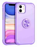 Knoowcase for iPhone XR Case with Stand Ring Holder Shockproof Soft Silicone Bumper Heavy Duty Hard PC Shell Protective Cover Support Magnetic Car Mount Kickstand Case for iPhone XR, Light Purple