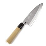 Syosaku Japanese Sushi Fillet Chef Knife Shiroko(White Steel)-No.2 D-Shape Magnolia Wood Handle, Deba 7-inch (180mm)