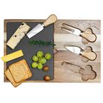 LaDonna Cheese Board and Knife Set | Charcuterie Boards for Serving Dishes | Wooden Tray Cheese Board Gift Set Serving Tray Includes 2 Knives and 1 Fork | Cheese Board Set