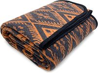 ACUSHLA Merino Wool Throw Blanket - Warm, Thick, Washable, Large Throw - Great for Indoor Outdoor Camping (160 x 220 cm, Bohemia Orange)