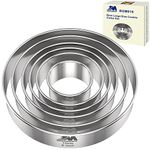 M JNGMEI 6 Pieces Stainless Steel Cookie Cutter Set 2'', 3'',3.5'', 4'',5''and6'' Biscuit Plain Edge Round Cutters large Sizes Shape Molds Ranging from 2-6 Inches GIFT PACKAGE