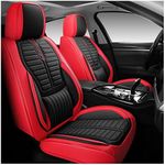 OUTOS Luxury Leather Auto Car Seat Covers 5 Seats Full Set Universal Fit Luxurious Black-White