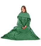 Olivia Rocco Wearable TV Blankets Soft Cosy Fleece Slankets Unisex Women Men Fluffy Plush Throws with Sleeves and Pocket Winter Adults Throw Blanket for Bed Sofa Couch 140x183cm, Emerald Green