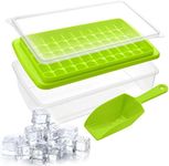 Ice Cube Tray with Lid & Bin | BPA Free Ice Tray for Freezer with Cover, Container & Tong | No Spill Stackable Ice Cube Trays with Easy Release | Large Ice Mold Maker | Perfect for Cocktails & Whisky