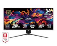 MSI MPG 341CQPX QD-OLED 34-inch Curved OLED Gaming Monitor, 3440 x 1440 (UWQHD), 0.03ms Response Time, 240Hz, HDR 400 True Black, HDMI, DP Port, USB Type C, Tilt,