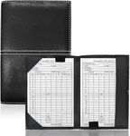 Golf Scorecard Holder Yardage Cover with 2 Free Golf Pencil 2 Score Card Sheet, Deluxe Color Black Blue Brown Gift Pack (Black)