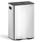 mVm Kitchen Bin,60L Dual Rubbish Bin,2 x 30L Stainless Steel Pedal Bin,Double Recycling Bin with ABS Lids and Plastic Inner Buckets,Soft-Close,Fingerprint Proof,Odour Seal,Large Capacity Trash Can