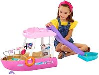 Barbie Toy Boat Playset, Dream Boat with 20+ Ocean-Themed Accessories Sized to Fashion Dolls Including Pool, Slide & Dolphin,