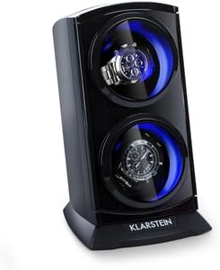 KLARSTEIN St. Gallen Premium - Automatic Watch Winder, Watch Rotator, Watch Winders, Watch Holder, Watch Case, Capacity: 2 x Automatic Watches, 4 Speeds, Right-Left Running, Black/Black