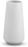 White Ceramic Vase, GUKJOB Flower Vase Ceramic Vase for Flowers, Decorative White Vase for Pampas Grass, Small Vase for Home Living Room Dining Table Farmhouse Office Decor (White)