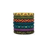 Taasha Craft Yatika Hand Embroidered Colorful Bangles, Handcrafted Cotton Thread Bangle Set Women & Girls Size 2.4 Set of (7 Bangles)