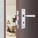 Godrej Locking Solutions and Systems Locks ELC 04 6-Lever Zinc Alloy Door Handle with Lock Body- Silver