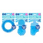 YöL Pack of 3 Summer Cooling Pet Toy - Ring, Dummy, Ice Lolly Shaped Dog Puppy Teething Chew Outdoor Play Freezable Durable Hydrating Teether Frozen