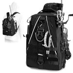 MoiShow Fishing Backpack with Rod Holder,Tackle Box Backpack #Black Fishing Tackle Bag - Ultralight Water-Resistant Fishing Backpack for Men (14.9 X 9.4 X 5.1 Inch)