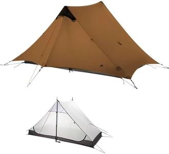 MOXIHIKE 3FULGEAR Lanshan 2 Tent 2 Person Ultralight Camping Tent, 3/4 Season Professional 15D Silnylon Rodless Tent for Camping, Climbing, Hiking (Khaki 4 Season)