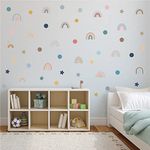 92 Pieces 6 Sheets Rainbow Wall Decal Baby Nursery Decorations Nursery Wall Decal Rainbow Wall Stickers Removable Wall Decals Rainbow Dots Star Waterproof Boho Wall Decor Stickers Kids Wall Decoration Stickers for Bedroom Home Decor (multicolor)