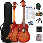 Winzz Tenor Ukulele for Adults Beginners, Mahogany Ukulele 26 inch Starter Kit, Unique Ukulele Gifts Set, Unique Design (Carbon Strings, Matte Sunburst)