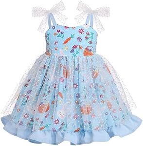 Baby Girl Birthday Dress Sleeveless Spaghetti Straps Princess Tutu Dress Toddler Photoshoot Tulle Dresses, Blue Easter, 2-3T