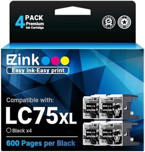 E-Z Ink (TM Compatible Ink Cartridge Replacement for Brother LC-75 XL LC75 XL LC-71 XL LC71XL High Yield Compatible with MFC-J6510DW MFC-J6710DW MFC-J6910DW MFC-J280W MFC-J425W(Black,4 Pack)