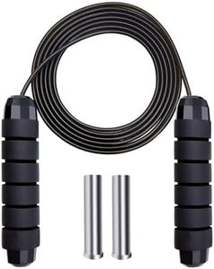 Auzly Adjustable Weighted Jump Rope | 160g Detachable Weights for Fat Burning | Tangle-Free Speed Rope with Ball Bearings | Soft Foam Handle for Boxing, HIIT, CrossFit Workouts | Spare Rope Included