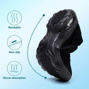 Women’s Slip-On Walking Shoes – Arch Support, Lightweight, Black, UK 6