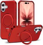 SKYLMW Compatible with iPhone 17 Case with Invisible Magnetic O-Ring Stand Military-Grade Phone Case for iPhone 17 6.3" [Compatible with Mag-Safe][Great Grip Feeling], Red