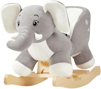 FUNLIO Elephant Baby Rocking Horse for Toddlers 6 Months to 3 Years, Cute & Graceful Grey Elephant Rocker for Baby Girl, Stuffed Plush Ride-on Rocking Animal, Easy to Assemble, CPC & CE Certified