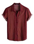 VATPAVE Mens Summer Tropical Shirts Short Sleeve Button Down Aloha Hawaiian Shirts Large WineRed