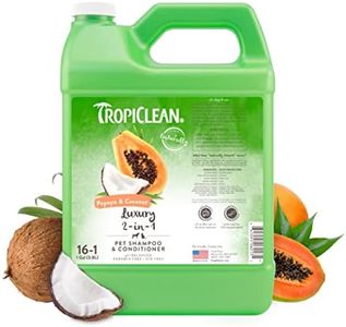 TropiClean 2-in-1 Papaya & Coconut Dog Shampoo and Conditioner | Natural Pet Shampoo Derived from Natural Ingredients | Cat Friendly | Made in the USA | 1 gallon