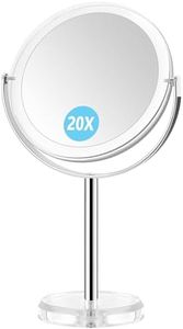 MIYADIVA 20X Makeup Mirror for Dressing Table,Magnified Vanity Mirror with 360° Rotation,Double Sided 1X & 20X Magnifying Mirror on Stand,Bathroom Mirror Free Standing,17 cm