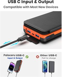Hiluckey Solar Charger 25000mAh Power Bank – 4 Panels, USB-C, Waterproof