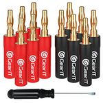 GearIT Banana Plug Connectors with PVC Sleeve, Bullet Pin Closed Screw, 24K Gold Plated, 6 Pairs, 12 Pieces