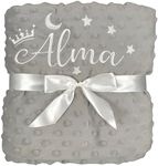 Personalized Baby Blanket, Custom Embroidered Blanket with Name, Newborn Baby Gifts, Customized Baby Nursery Bed Blankets, Soft Minky Fleece Crib Blankets for Toddlers, 27 * 35 inch-Grey