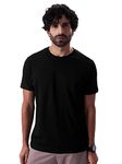 The Souled Store Supima: Black Mens and Boys Regular fit Solid Half Sleeve Cotton Black Color Supima T-Shirts