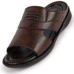 FAUSTO FST KI-512 BROWN-42 Men's Brown Daily Indoor Outdoor Comfort Stitched Open Toe Slip On Slipper (8 UK)