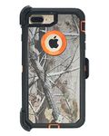 Hand-e Muscle Series Belt Clip Case for Apple iPhone 7 Plus/iPhone 8 Plus (5.5”) 2-in-1 Protective Defender w Screen Protector & Holster & Kickstand/Shock & Drop & Dust Proof - Camouflage/Orange