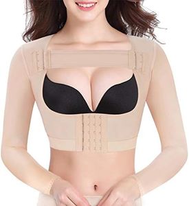 BRABIC Upper Arm Shaper Post Surgical Slimmer Compression Sleeves Humpback Posture Corrector Tops Shapewear for Women - Beige - Small