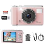 4K Digital Camera, True 50MP Vlogging Camera with 32G TF Card, 16X Zoom, AF Autofocus, Anti-Shake, 2.83 LED Screen, Flash, Compact Point and Shoot Digital Camera for Kids Student Teens Beginner