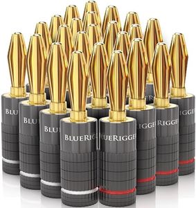 BlueRigger Banana Plugs 12 Pairs / 24 pcs (Closed Dual Screw) - 24 Pack Gold Plated Speaker Plugs Connector for Speaker Wire, Amplifier, Receiver, Banana Wall Plate, Home Theater